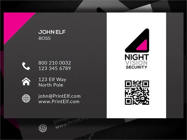 Night vision security business card design