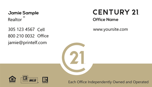 Modern design. Century 21 Realtor Agent business card