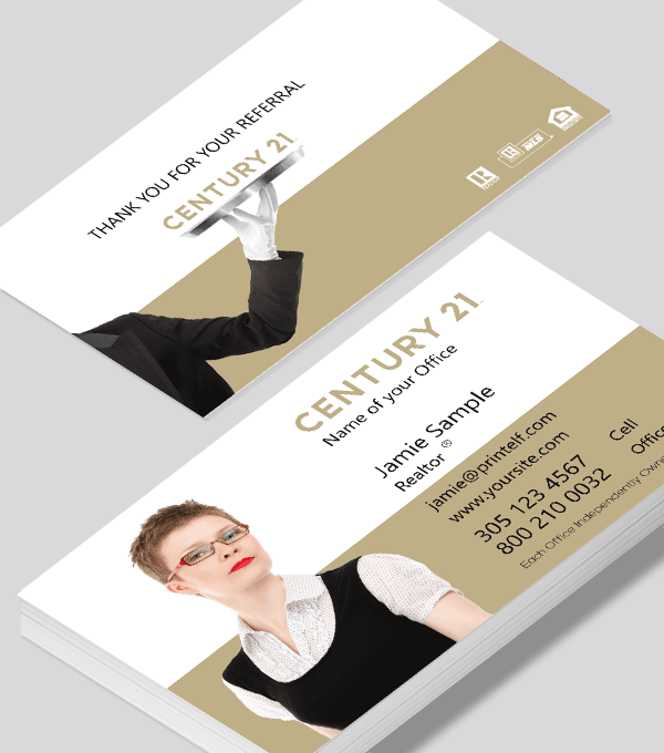 Modern contemporary business card design -Century 21 Realtor Broker business card