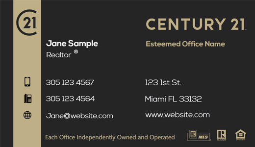 Modern design. Century 21 Residential and commercial business card for Agents and Realtors