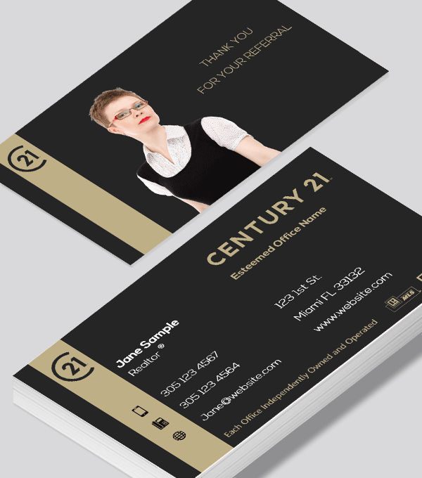 Modern contemporary business card design -Century 21 Residential business card