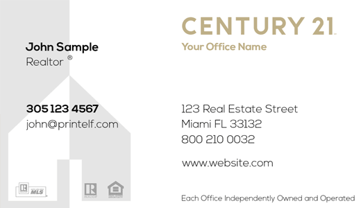 Modern design. Century 21 Residential and Commercial business cards