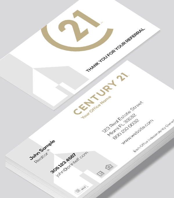 Modern contemporary business card design -Century 21 Residential Commercial business card