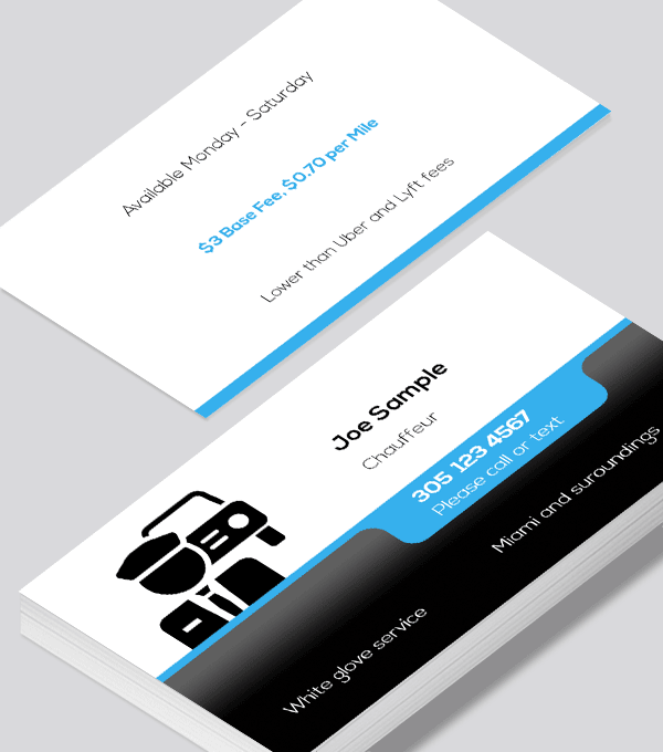 Modern contemporary business card design -Chauffeur business cards