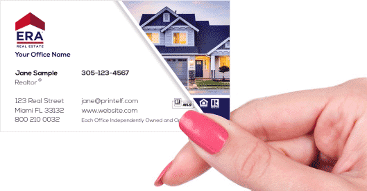 Hand holding business card - ERA Real Estate residential business card