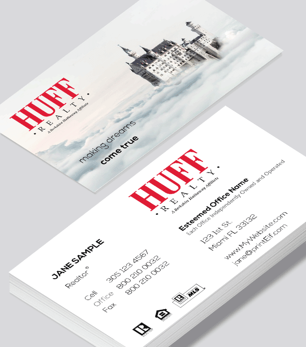 Modern contemporary business card design -HUFF Making Dreams Come True business card