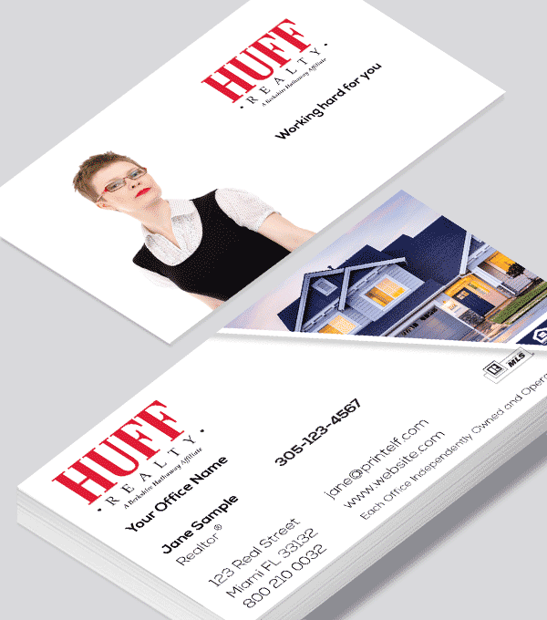 Modern contemporary business card design -HUFF Realty residential business card