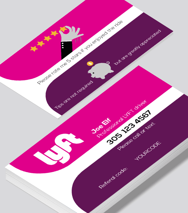 Modern contemporary business card design -LYFT-with-promo-code-business-card