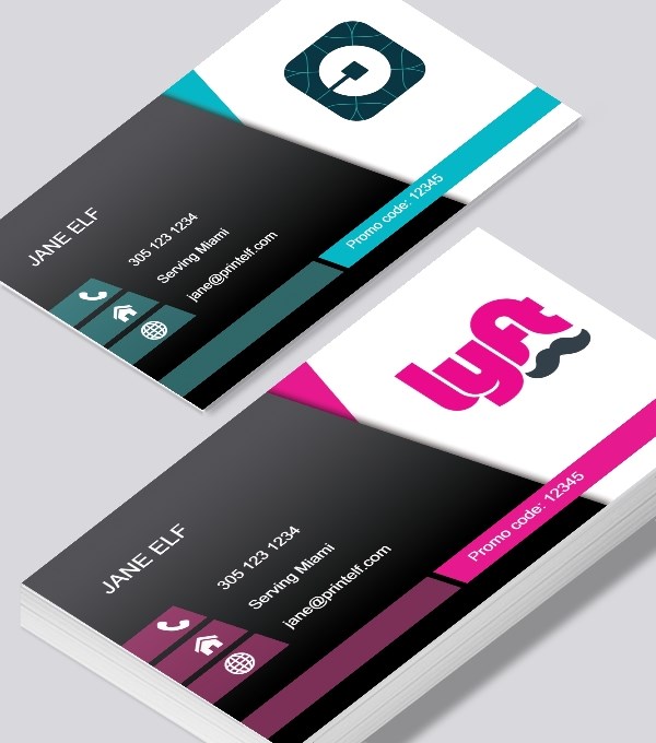  & Modern contemporary business card design - Lyft Uber combined business card