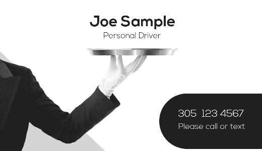Modern design. Personal driver service business card