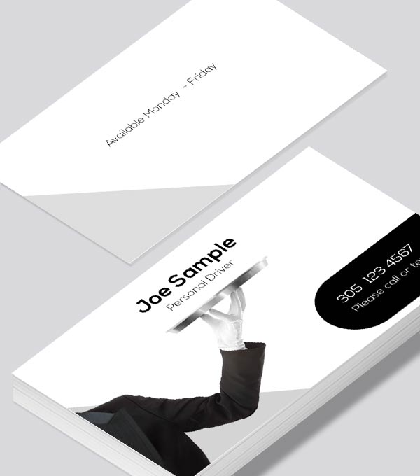 Modern contemporary business card design -Personal driver service