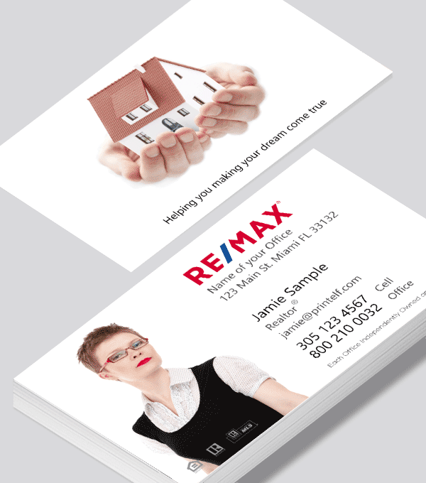 Modern contemporary business card design -ReMax Realtor business card with house