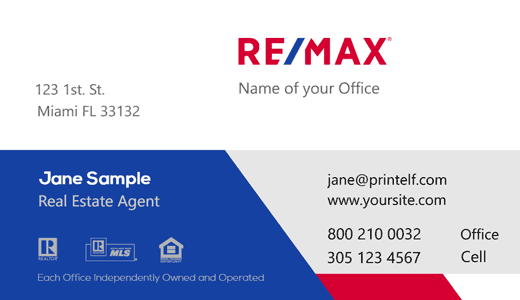 Modern design. ReMax patriot flag business card