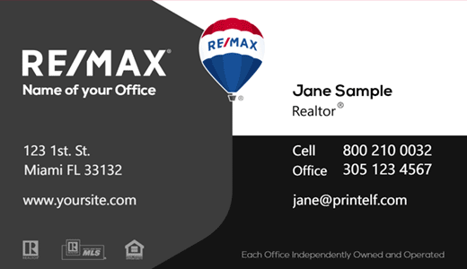 Modern design. ReMax black gray and white business card