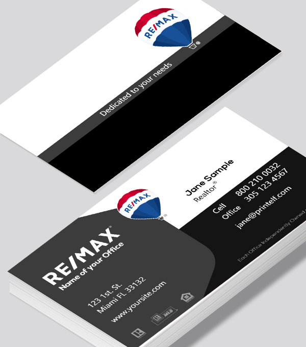 Modern contemporary business card design -Remax black white gray business card