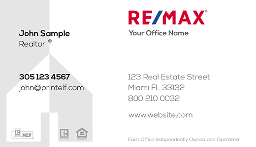 Modern design. Remax business card with light gray house background