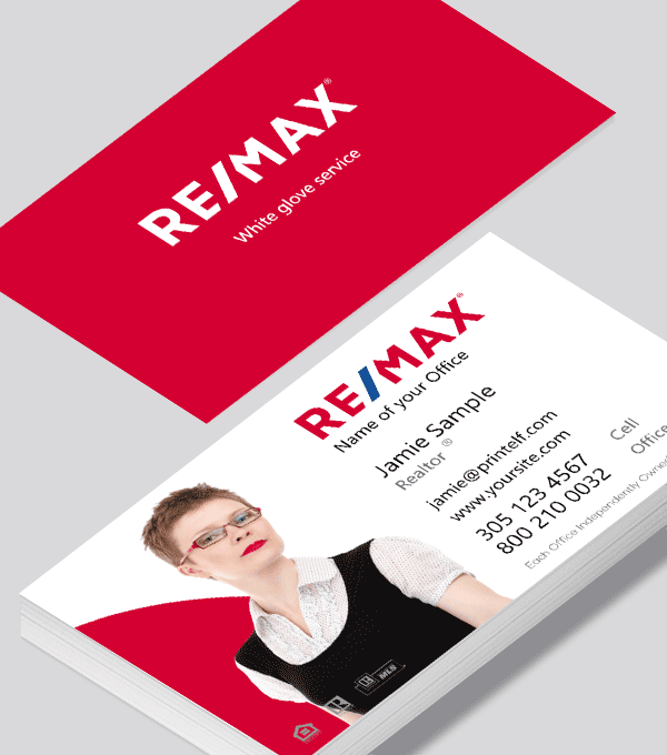 Modern contemporary business card design -ReMax modern red business card