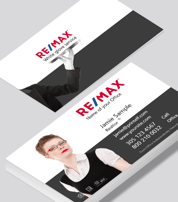 Modern contemporary business card design -ReMax white glove service business card