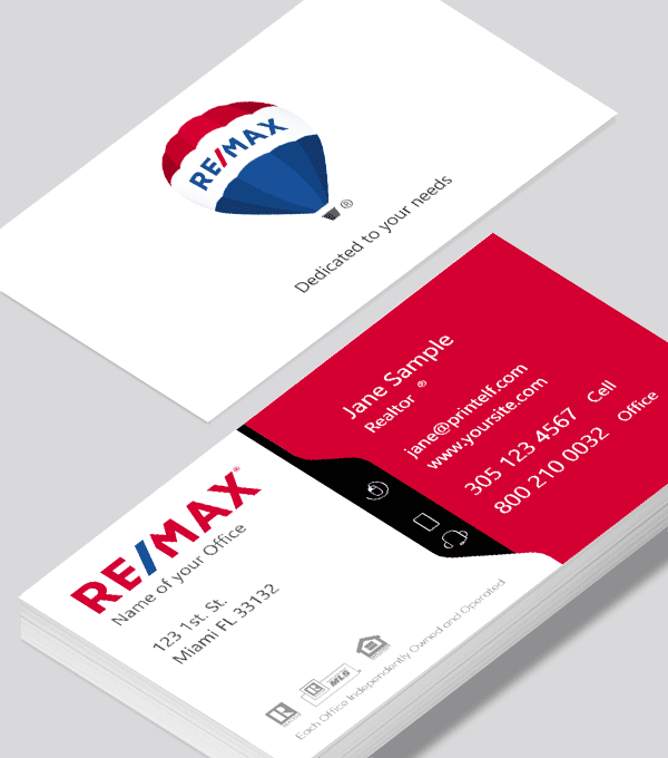 Modern contemporary business card design -ReMax-white-red-black-business card