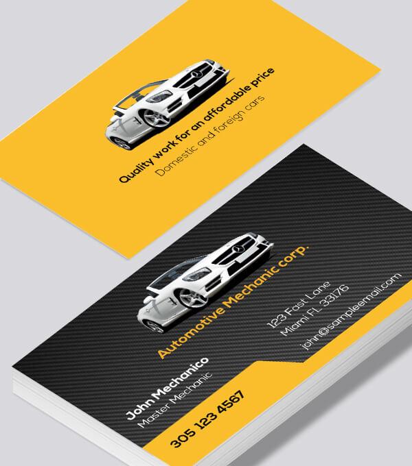 Mechanic shop business cards
