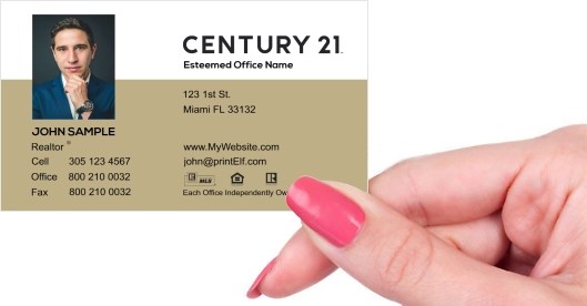 Hand holding business card -  Century 21 Affiliate business card
