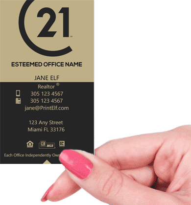 Hand holding business card - Century 21 broker business card