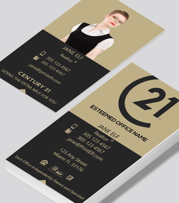 Modern contemporary business card design -Century 21 broker business card