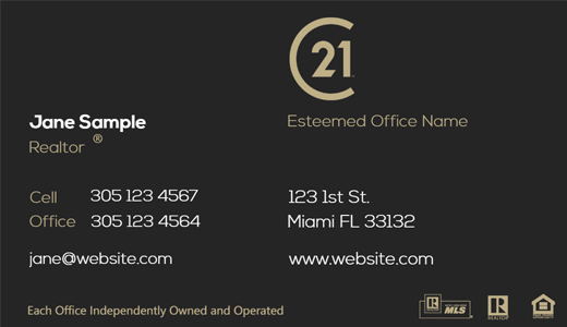 Modern design. Century 21 business cards for realtors