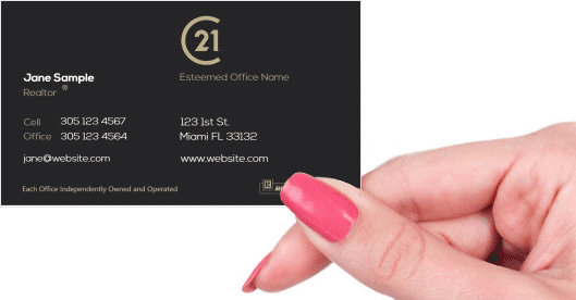 Hand holding business card - Century 21 business card