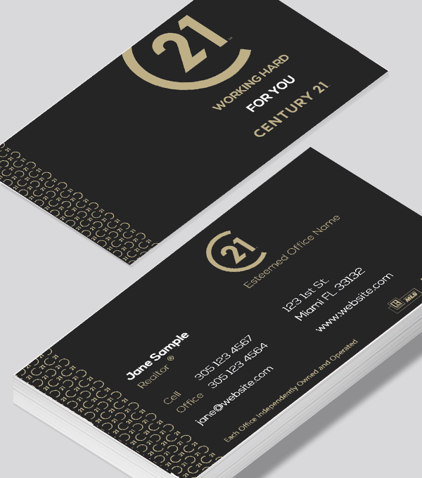 Modern contemporary business card design -Century 21 Commercial business card