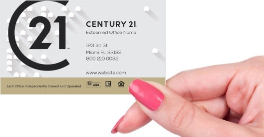 Hand holding business card -  Century 21 real estate business card