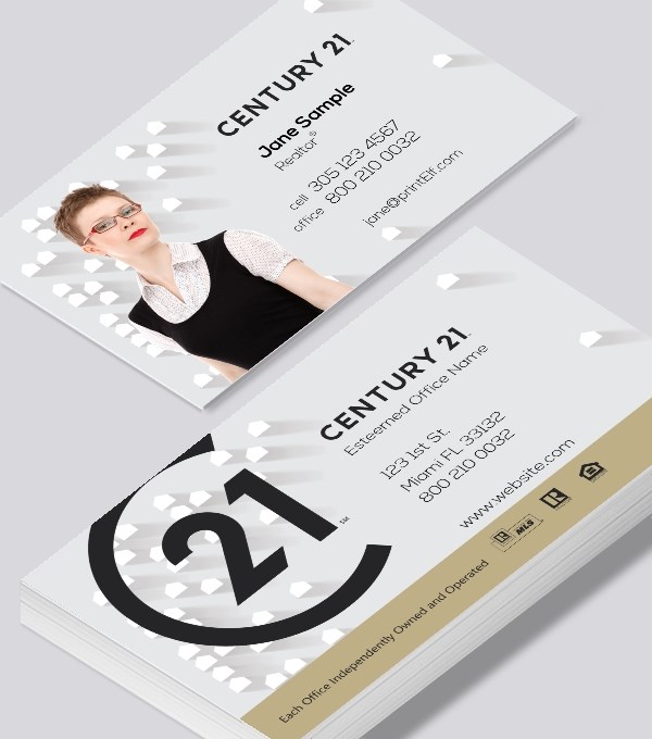  & Modern contemporary business card design - Century 21 real estate business card