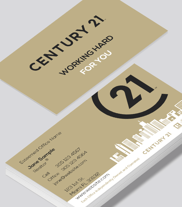 Modern contemporary business card design -Century 21 Realtor business card