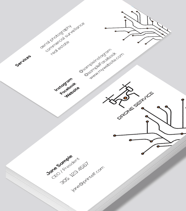 Modern contemporary business card design -Drone Pilot business card