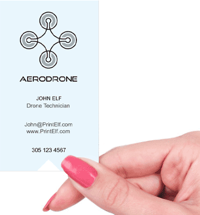 Hand holding business card - Drone Tech business card