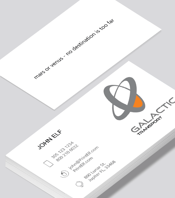 Modern contemporary business card design -Galactic Transport business card