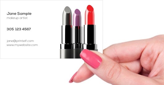 Hand holding business card -  Makeup artist business cards
