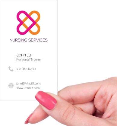 Hand holding business card -  Nursing business card