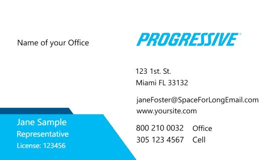 Modern design.Progressive Insurance Representative business cards