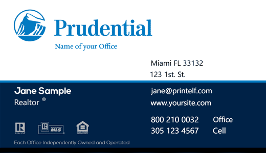 Modern design. Prudential Realtor, Essentual business card for the broker