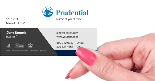 Hand holding business card - Prudential Classic business card