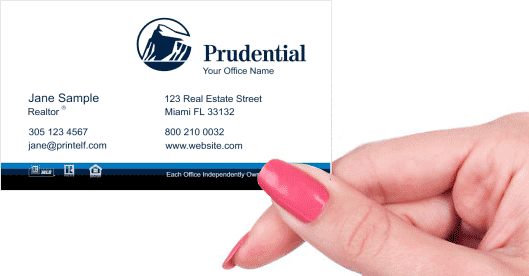 Hand holding business card - Prudential Essential business card