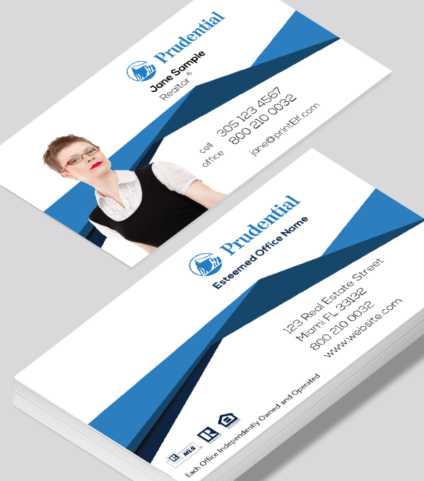 Modern contemporary business card design -Prudential open house business card