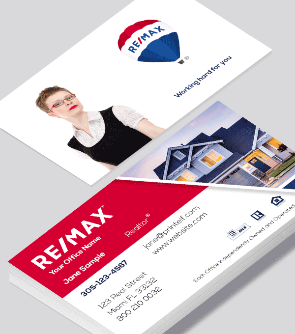 Modern contemporary business card design -ReMax estate agent business card