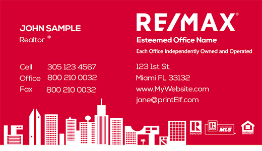 Modern design. Remax red business card with city scape