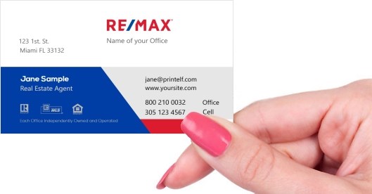 Hand holding business card -  ReMax Realtor Veterans business card