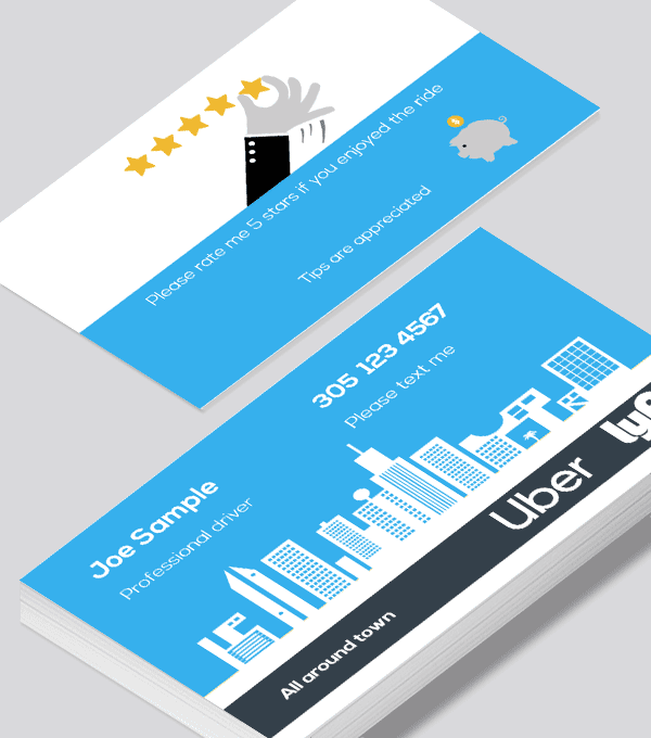Modern contemporary business card design -Uber Lyft around town