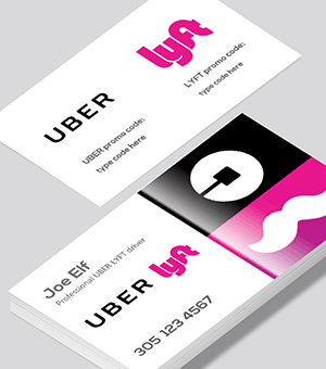 Uber and Lyft business card combined