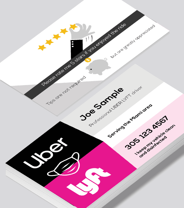 Modern contemporary business card design -Uber Lyft clean vehicle business card