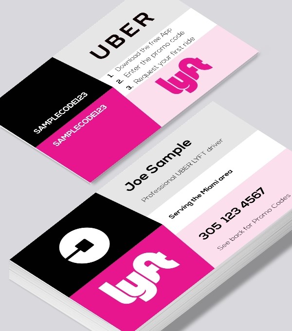  & Modern contemporary business card design - UBER LYFT business card promo